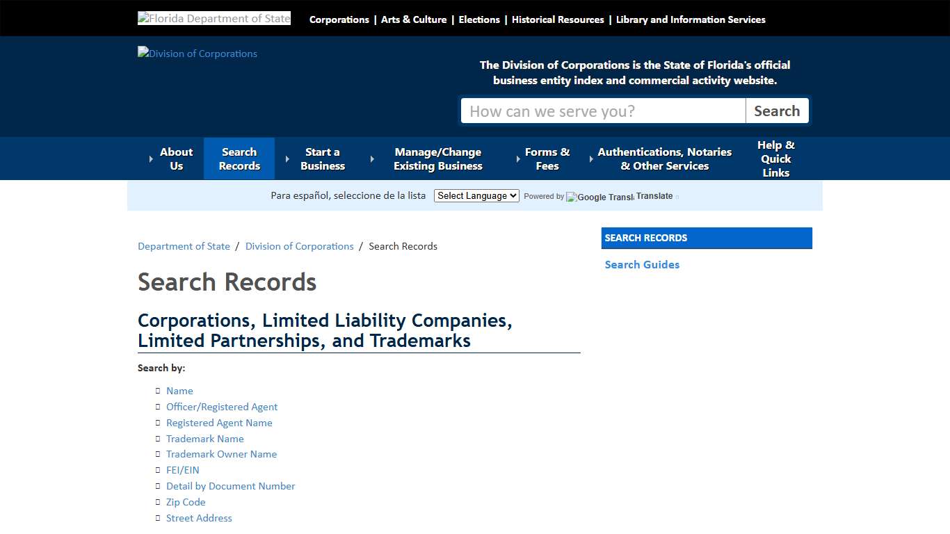 Search Records - Division of Corporations - Florida Department of State